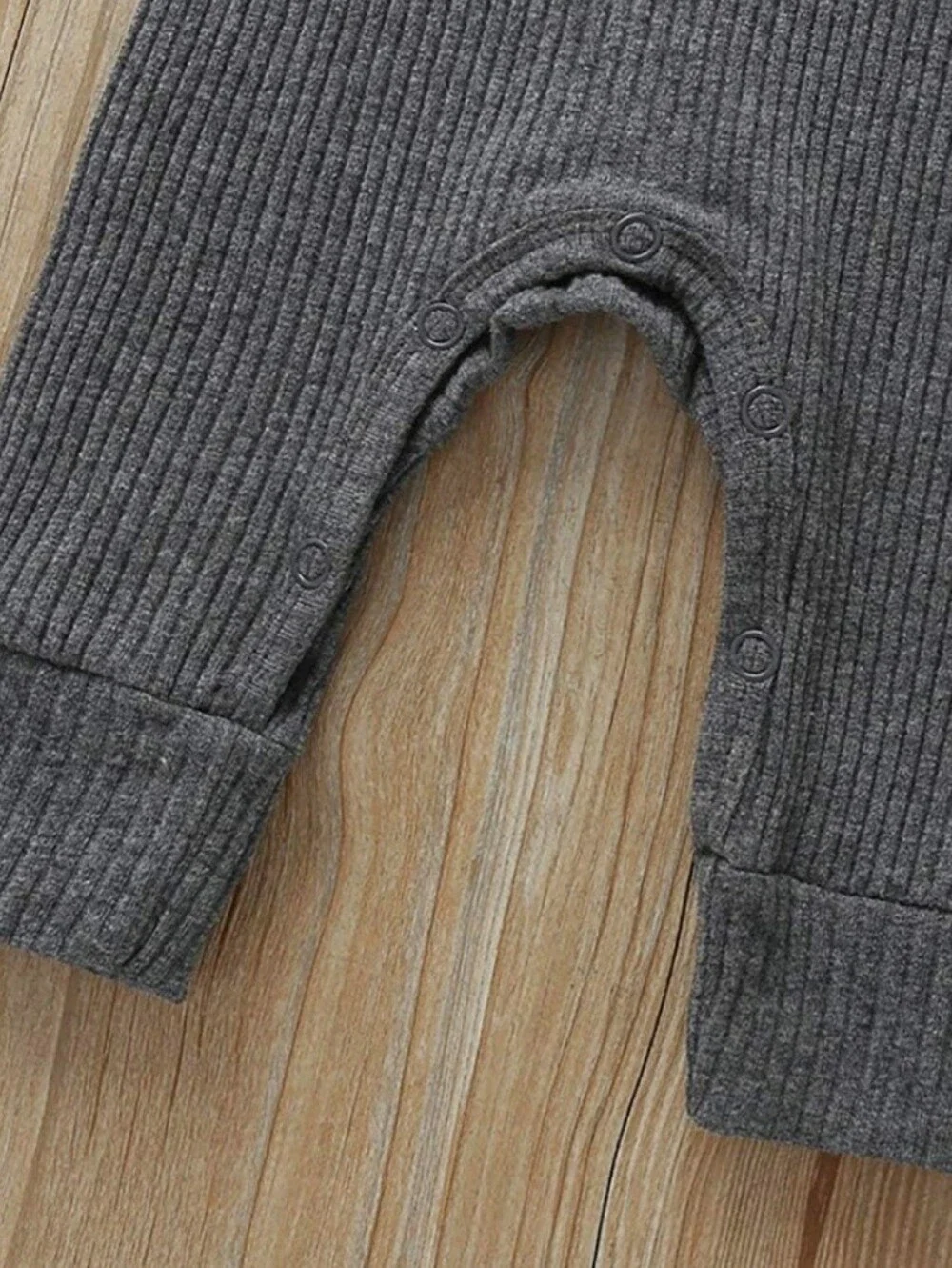 Baby Boy Girl Ribbed Gray Long Sleeve Front Button Jumpsuit Cotton Onepiece 6-9M